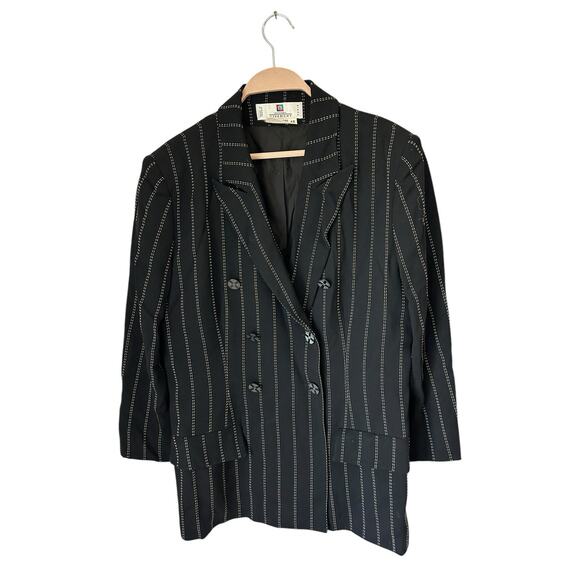 Givenchy womens size 46‎ L pinstripe double breasted blazer jacket vintage - Picture 1 of 6